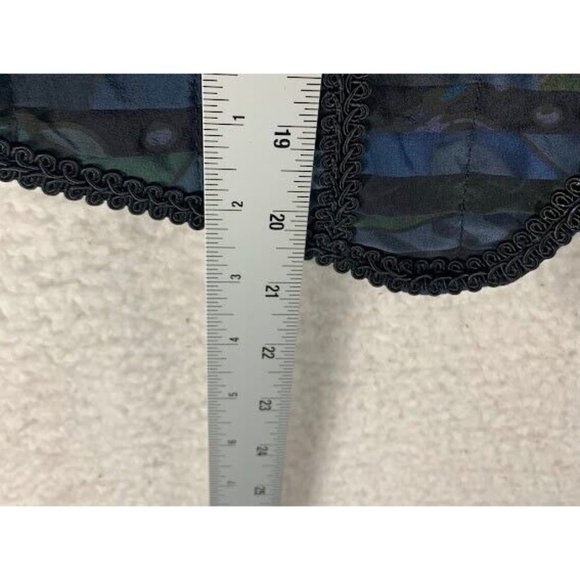 Silkscapes Women's‎ Blue Black Lace Trimmed Button Front Vest Jacket Size L 8749 - Picture 4 of 10